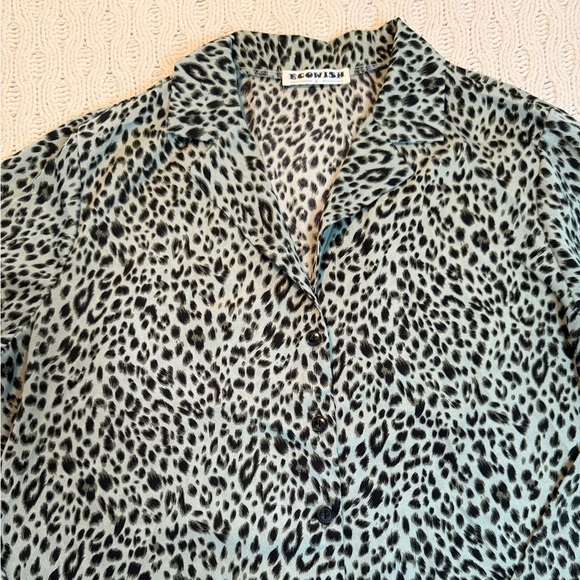Ecowish Leopard Print Long Sleeve Blouse size L - Picture 5 of 10